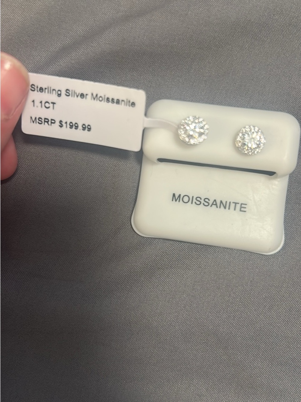 Sterling Silver Moissanite Stud Earrings - White Sparkle